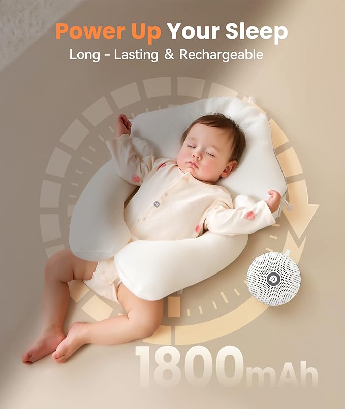 Dreamegg Portable Noise Machine for Baby Adult, Features Powerful Battery, 21 Soothing Sound, Noise Canceling for Office & Sleeping, Sound Therapy for Home, Travel, Registry Gift, Classic White