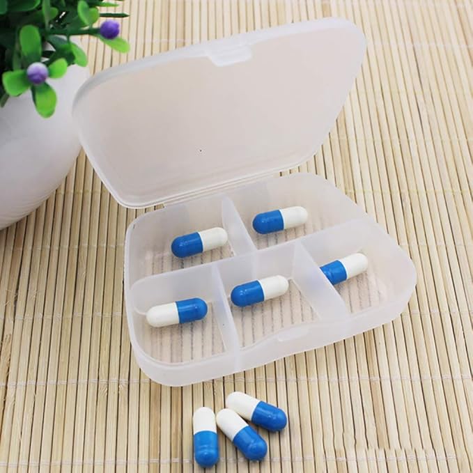 Pill Box,dezirZJjx Premium 5 Compartments Medicine Case Pills Tablet Jewelry Box Organizer Container - White