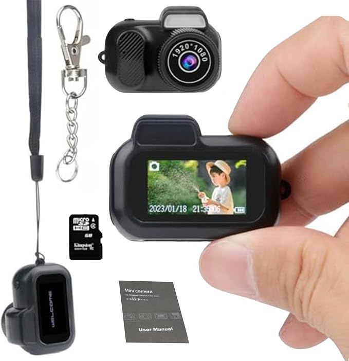 Galatee Keychain Camera, 1080P mini Pixel, Micro mini DV/Camcorder, Portable Chain with Eight Filters, Long Battery Life for Indoor and Outdoor use (16G)