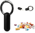 Keychain Pill Holder Mini - Titanium,Pill Case Travel Waterproof, Portable Tiny Pill Organizer for Camping and Hiking Outdoor Pill Box (Black)