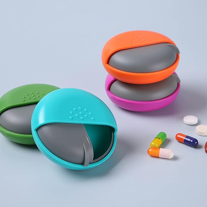 4PCS Pill Cases Travel Pill Organizer Portable Small Pill Box for Purse Cute Round Medicine Container for Pills Fish Oil Vitamine Supplements (4 PCS+4 Bag)