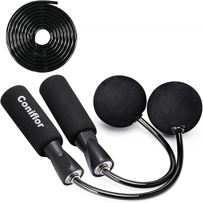 2 in 1 Jump Rope for Women Men and Kids - Tangle-Free Cordless Skipping Jump Rope with Ball Bearings and Foam Handles for Rapid Speed Fitness Workouts