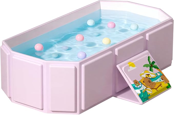 Portable Bathtub, Foldable Bathtub No Installation, Bathroom SPA Soaking Tub, Shower Stall Collapsible Hot & Ice Bath Tub (Light Pink, 29.5"L x 17.7"W x 9.8"H)