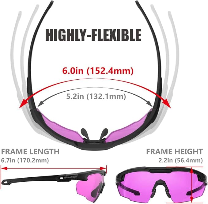 HTS HUNTERSKY Ballistic Tactical Shooting Glasses ANSI Z87+ UV400 Protective Eyewear