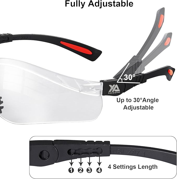 xaegistac Shooting Glasses Anti-fog Shooting Range Eye Protection, Adjustable Safety Glasses with Zipper Hard Case