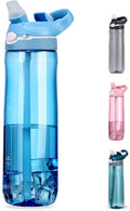 DEARART 24oz Water Bottles With Straw, 100% Leakproof BPA FREE Flip Up Lid Clear Bottle With Handle, Easy Carried Suit Office Sports Travel Gym Yoga, Light Blue