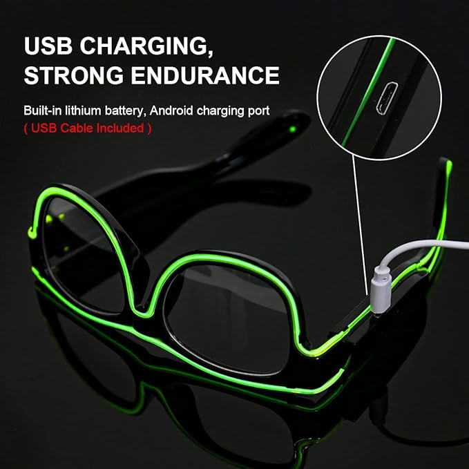 Ainiv Wireless Light Up Glasses 3 Modes LED Luminous Glasses Glow in the Dark for Parties, DJ, EDM, Halloween, Christmas