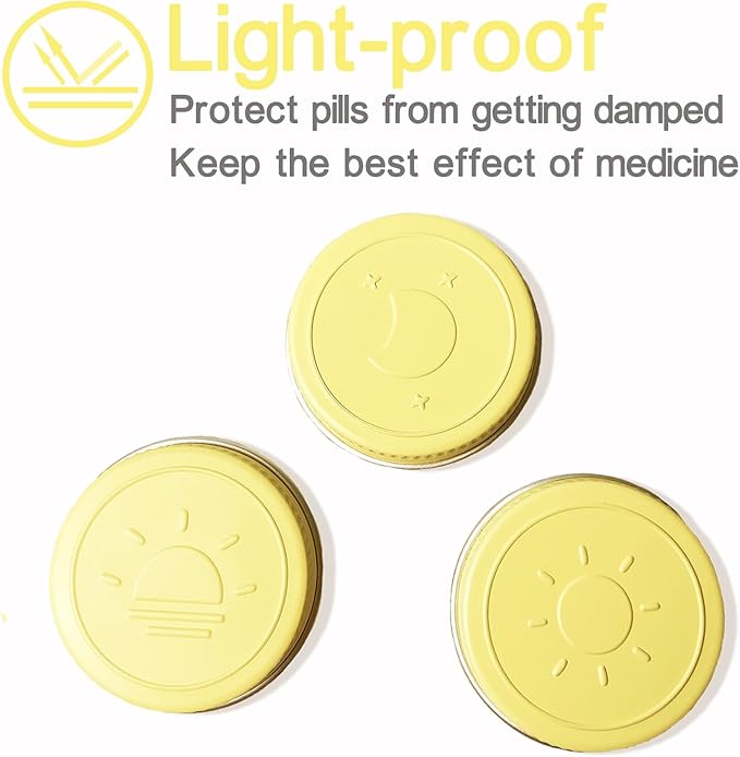 Extra Small Single Pill Box for Purse (3 Pack), Aluminum Screw Top Pill Container, 3 Times a Day Portable Waterproof Single Pill Case for Vitamins, Fish Oils, Supplements (Light Yellow)