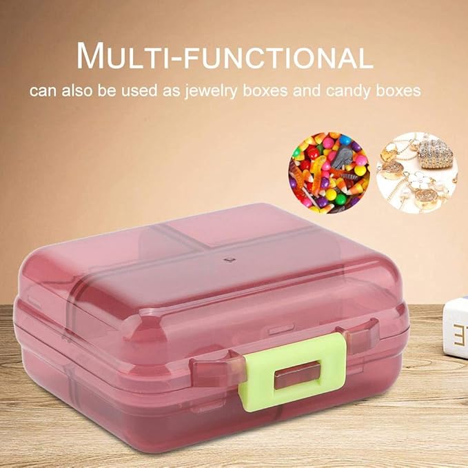 7 Grids Weekly Pill Box Portable Medicine Storage Box Foldable Drug Case Tablet Organizer for Travel (Claret-red)