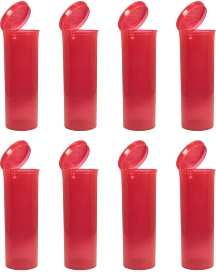 100Pcs Empty Pill Bottles with Caps, 13 Dram Empty Prescription Vial, Waterproof Airtight Joint Pill Bottles with Pop Top Caps, Medicine Container for Pill, Crafts, Candy, Supplements (Red)