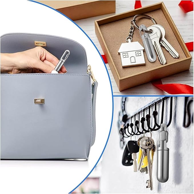 Stainless Steel Pill Container, Sealing Waterproof Portable Keychain Pill Holder Keychain Pill Holder for Outdoor Travel Purse