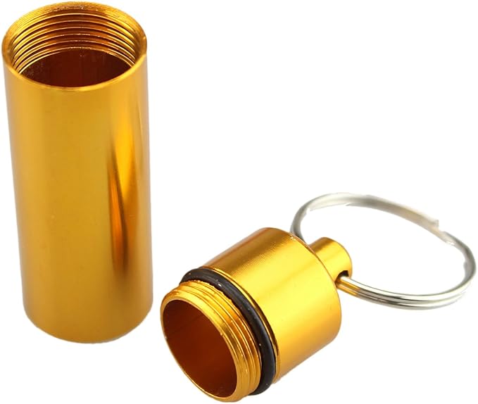 3 Size Waterproof Aluminum Pill Box Case Capsule Bottle Cache Drug Holder Keychain Container Colorful 6pcs, /L