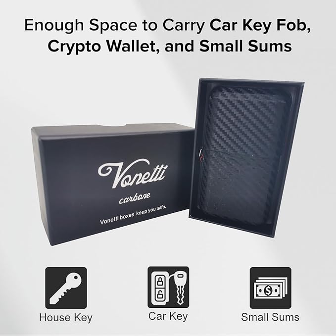 VONETTI Carbone Faraday Box for Car Keys- Anti-Theft Car Key Signal Blocking Pouch, RFID Keyless Entry Key Fob Protector & Blocker Blocking Cages- Car Accessories Gift for Men and Women