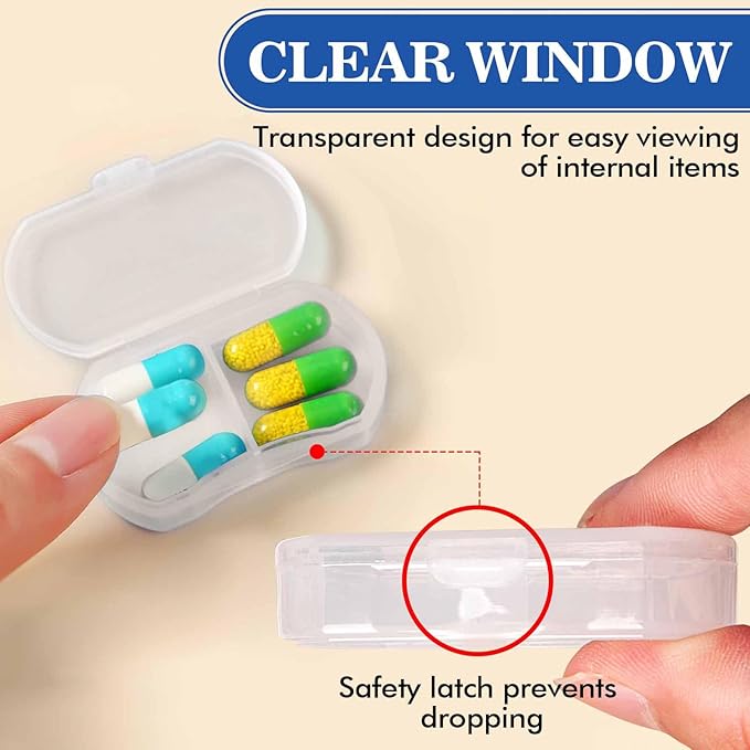 4PCS Pill Case for Purse Small Pill Organizer Portable Travel Daily Pill Containers AM & PM Mini Pill Box Vitamin, Fish Oil, Supplement Holder