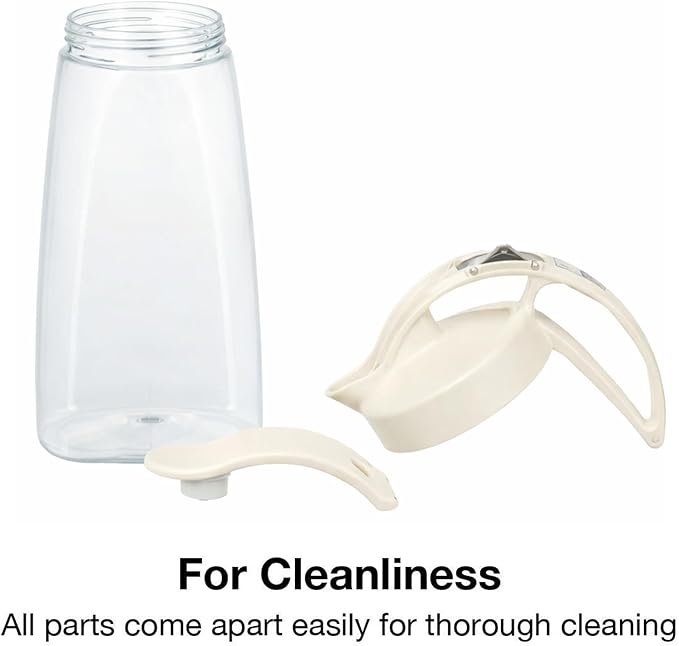 One-Touch Airtight Pitcher with Lid, 2.3QT (74oz) – Heat Resistant, Leakproof Quickpour Jug for Hot & Cold Drinks, Coffee, Tea, Water, Space-Saving, Dishwasher Safe, Made in Japan