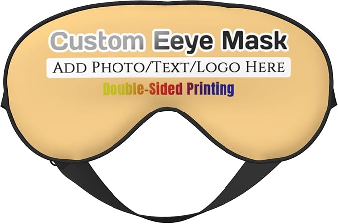 Custom Eye Mask for Sleeping Personalized Your Photo Text Logo Adjustable Strap Sleep Mask Customized Soft Blindfold Eyemask Blackout Eye Cover for Men Women Home Travel Offices Yellow Haze
