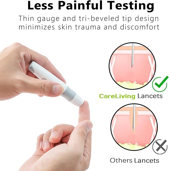 Lancets for Diabetes - 30 Gauge Diabetic Lancets for Blood and Glucose Testing - Fits Most Lancing Devices - 310 Count (Blue)