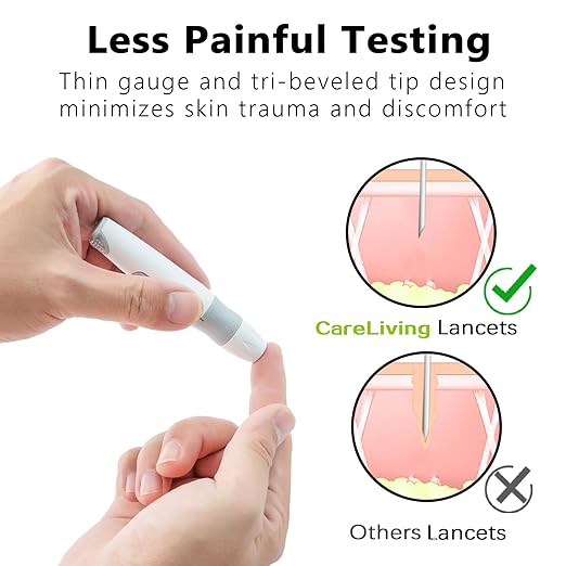 Lancing Device and 100 Lancets, Single Use, 30 Gauge Lancets, for Minimizing Pain and Discomfort