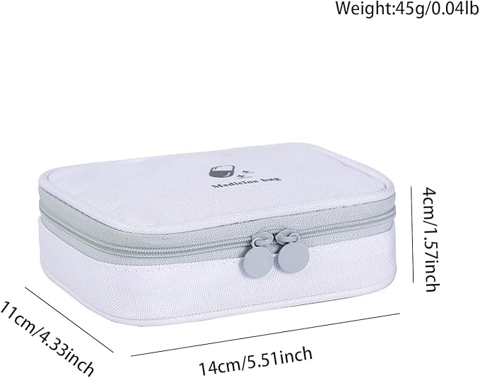 Small Empty First Aid Bag, Compact Travel Medicine Pouch Double Zippers Cute Pill Pocket for Travel Home,White