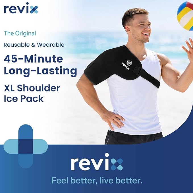 REVIX XL Ice Pack for Shoulder Wrap, 45-Min Long-Lasting Cold Therapy for Rotator Cuff Relief with Ice Grid Gel Design, Extra Large Reusable Ice Packs for Post-Workout Recovery & Soothe Discomfort