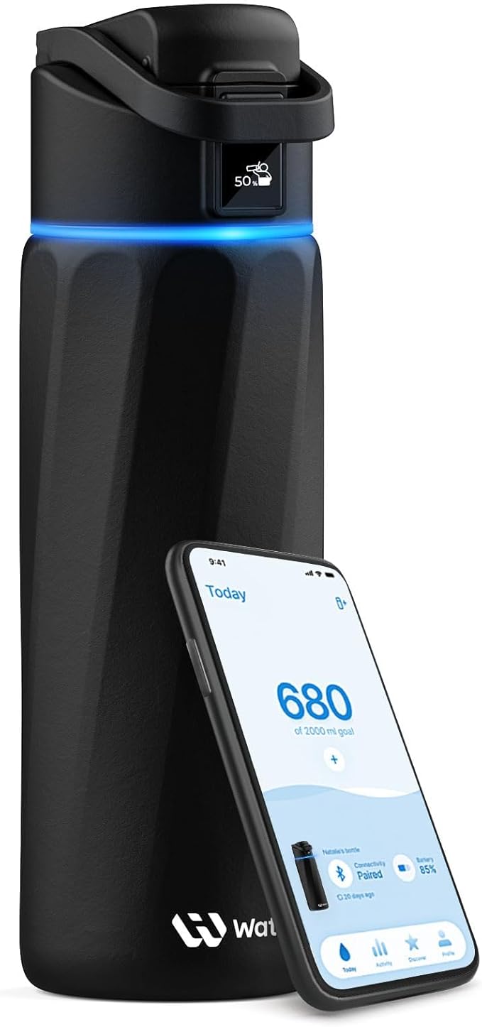 BOOST Smart Water Bottle that Reminds You to Drink, 24oz BPA-Free Stainless Steel Vacuum Insulated, Wide Mouth Water Tracker Bottle with APP for School, Gym, Office, Ideal for Mother's Day