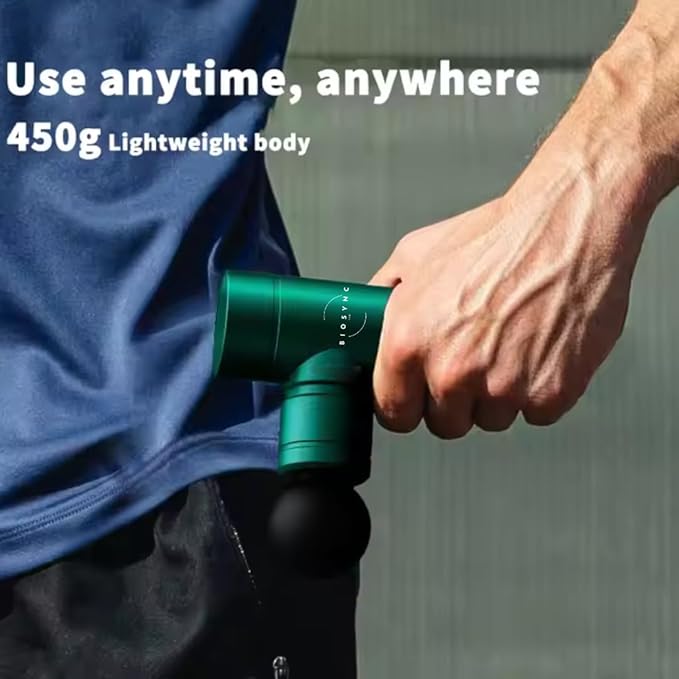 Massage Gun BioSync360° | Portable Mini Massager | Recovery Tool | Travel Size | Pain Relief | Deep Tissue Neck Back Full Body | Fast Charging | Neck | Back | Shoulder Massaging |