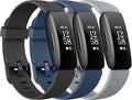 3 Pack Silicone Bands Compatible with Fitbit Inspire 2 Bands for Women Men, Adjustable Replacement Sport Wristbands Straps for Fitbit Inspire 2 / Ace 3 (Black/Navy Blue/Gray)