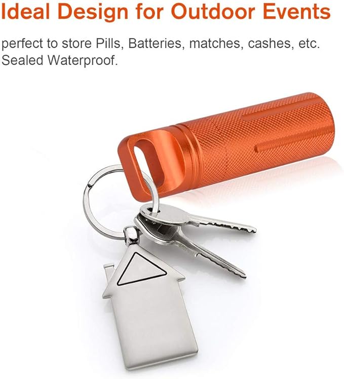 Ulalaza Aluminum Waterproof Pill Holder with Keychain, 1 Compartment