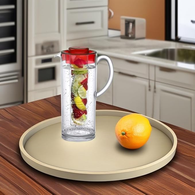 Prodyne Trim Fruit Infusion Pitcher, 60 oz, Red