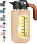 84 oz Glass Pitcher with Lid and Handle- Borosilicate Glass Water Jug/Carafe for Hot & Cold Beverages, 2.5L Large Pitcher with Silicone Sleeve & Wide Mouth, Fridge Safe for Iced Tea, Coffee, Juice