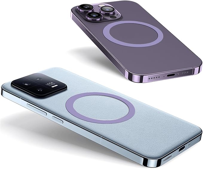 TENOC Universal Metal Ring Sticker for Magnetic Charger Compatible with iPhone/Samsung/Android All Cellphones, Magnetic Mount/Phone Holder Conversion Accessories, 3Pcs, Light Purple