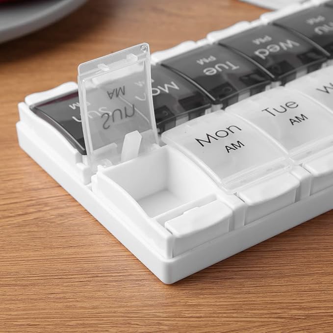 7 Day Pill Organizer 2 Times a Day - Weekly Medicine Dose Organizer Box, Vitamin Holder Case, Big Pill Container Box, 7 Day AM PM