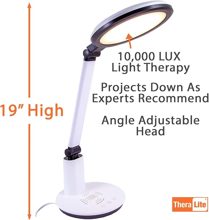 Theralite Halo Light Therapy Lamp Sunlight Lamp - UV Free 10,000 LUX Sun Lamp Therapy Light - Boost Your Spirits and Energy with A Mood Light, Works for Sunlight Deprivation and Boosting Energy