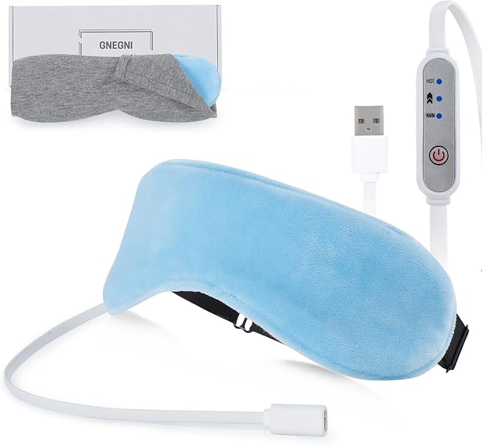 Heated Eye Mask, Graphene USB Warm Compress for Dry Eyes, Blepharitis, Stye and MGD Relief, 3 Temperature Levels with Washable Cover, Adjustable Strap