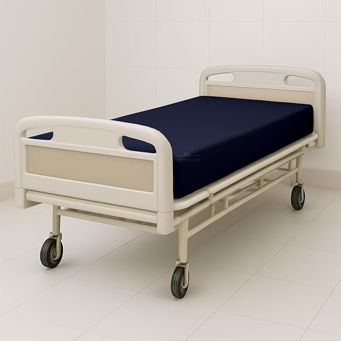 6 Pack Fitted Hospital Bed Sheets - Soft Microfiber Hospital Fitted Sheet - Hospital Bed Fitted Sheets (Navy Blue, 36" x 84" x 12")