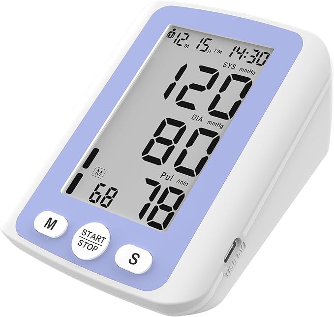 Automatic Upper Arm Blood Pressure Monitor for Home Use, Digital BP Machine with 9-17 inch Large BP Cuff, 2 User Mode, 2X500 Sets Memories,Purple