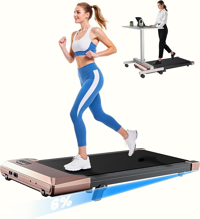 MJWW Walking pad, 6% Manual Incline Under Desk Treadmills, 300 LBS Walking pad treamill, 3 in 1 Treadmills for Home & Office, Portable treamill with LED Display