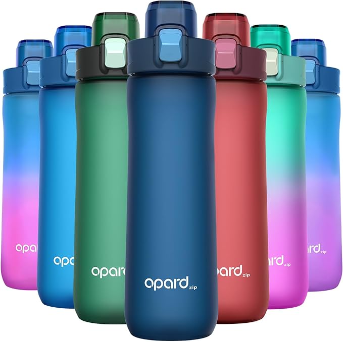 Opard 20oz Plastic Water Bottle Dishwasher Safe, Leakproof Flip-Top Lid, BPA Free Tritan, Wide Mouth Reusable Kids Water Bottle for School Hiking Commuting Outdoor Travel and Gym