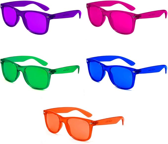 Color Therapy Glasses 10 Pack for Chakra Healing, Chromotherapy, and Mood