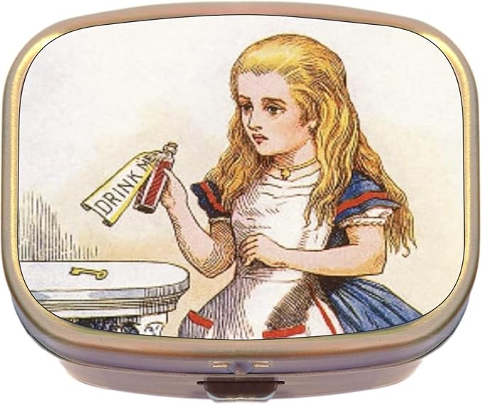Drink Me Alice in Wonderland Brass Rectangle Pill Box