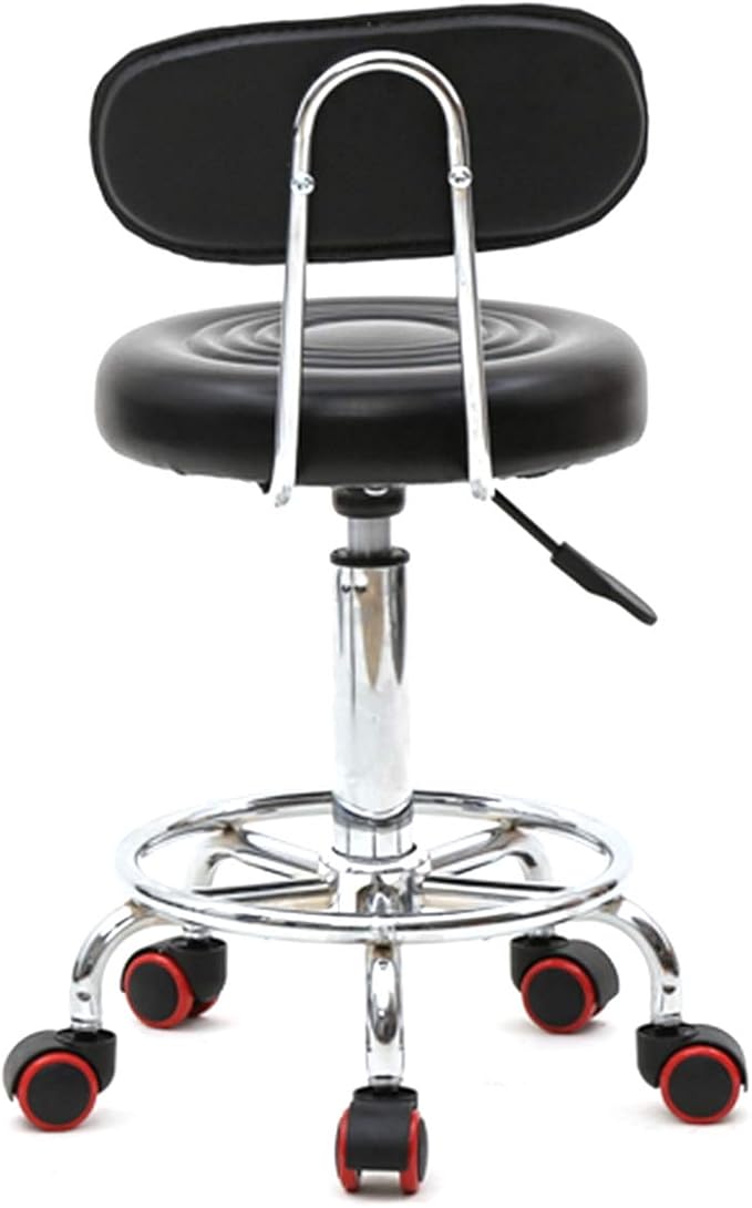 Swivel Salon Stool Chair with Back Support Adjustable Hydraulic Rolling Stool with Backrest for Beauty Barber Tattoo Massage (Style 1-Black)