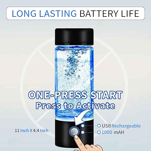 SHINKAI Hydrogen Water Bottle 450ml Portable Hydrogen Ionizer with SPE/PEM Technology, Rechargeable Hydrogen Rich Water Generator for Home, Office, Travel & Gym (Black)