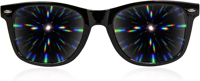 GloFX Ultimate Diffraction Glasses - Matte Black - 3D Prism Rainbow Effect - Great Edm, Festival, Concert, Fireworks, Christmas Lights, and Rave Accessory - Matte Black Frames