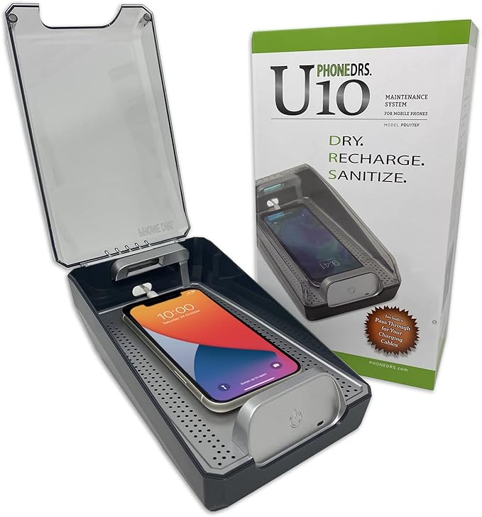 U10 UV-C Cell Phone Sanitizer with Dryer and Charger | Cleans, Dries and Charges All Phones