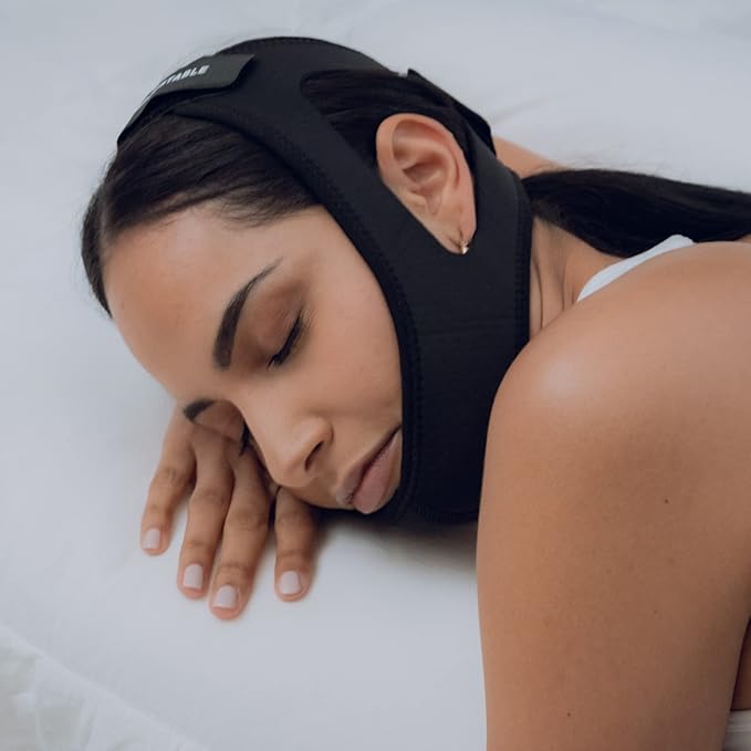 Adjustable Anti Snoring Chin Strap for CPAP Users - Better Sleep Snore Stopping Device Face Mask Bandage Keeping Mouth Closed - Comfortably Chin Strap for Snoring for Men and Women (Black)