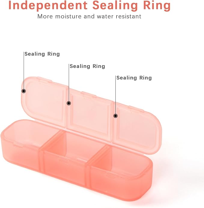 Pill Organizer 3 Times a Day Pink, Weekly Pill Case with Labels, Pill Box Medicine Organizer to Hold Vitamins and Medication | IPX7 Waterproof |21 Independent Sealing Rings