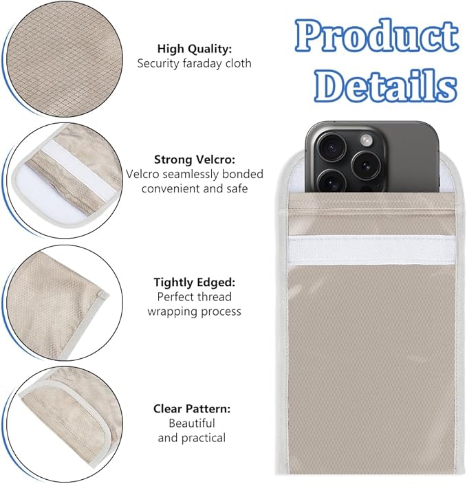 OLYCRAFT 2Pcs EMF Blocking Shield Sleeves for Cell Phone 7x4.7 Inch Anti-EMP Signal Blocking Bags EMF Protection Phone Sleeve 3mm Thick EMF Blocking Phone Case for Cell Phone Privacy Security