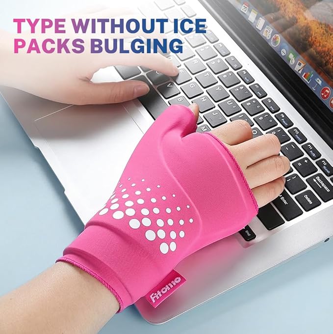 Thumb & Wrist Ice Pack Wrap, Thickened Ice Gel Pad, Ergonomic Fit, Long Lasting Cold & Warm for Carpal Tunnel Relief, Arthritis, Computer Overuse Injuries, Post-Surgery, Post-Workout, Pink, Size S/M