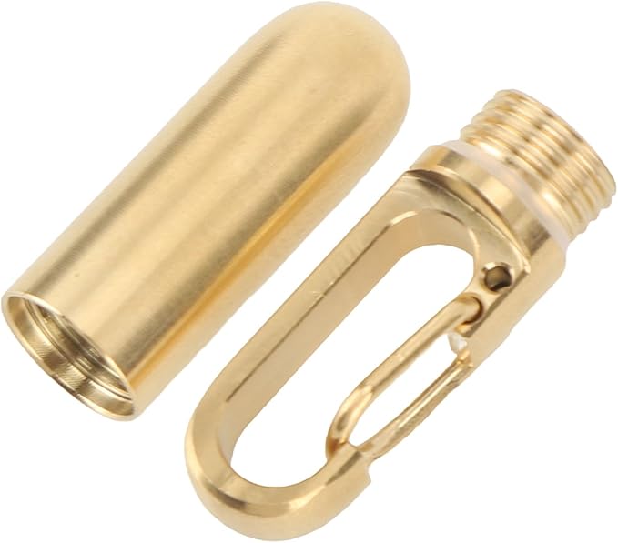Medicine Holder,Stainless Steel Keychain Medication Box Single Chamber Portable Pill Holder Camping Organizers Gold