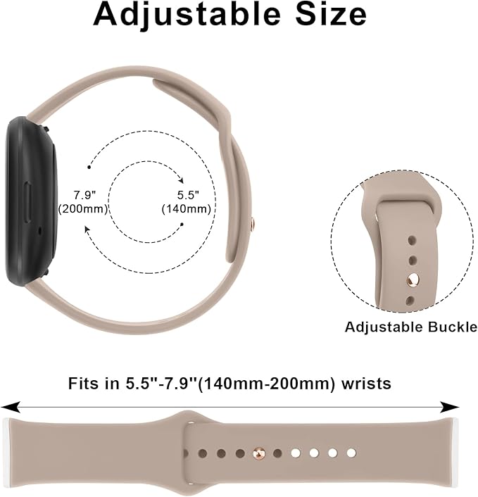 AK Silicone Bands Compatible with Fitbit Versa 4 & Sense 2, Soft Straps Replacement Wristbands for Fitbit Versa 3 & 4 / Sense & 2 Smart Watch (Milk Tea)